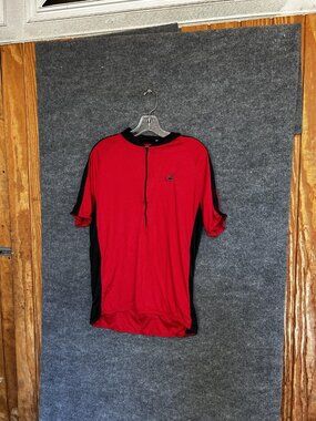 Performance Cycling Jersey Mens XL Red Black 1/4 Zip Short Sleeve Pockets Bike